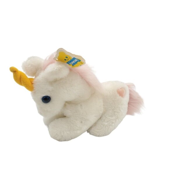 Dakin 1982 Vintage Small 6" Unicorn White Pink Heart Plush Stuffed Animal W/ TAG - Picture 1 of 9